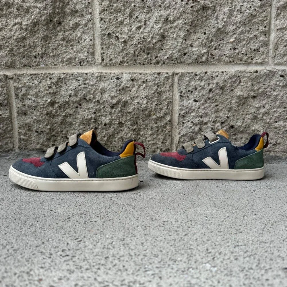 VEJA Multicolor V-10 Nautico Sneakers Boys 3 34 Colorblock Suede Shoes Sneaker - Picture 2 of 11